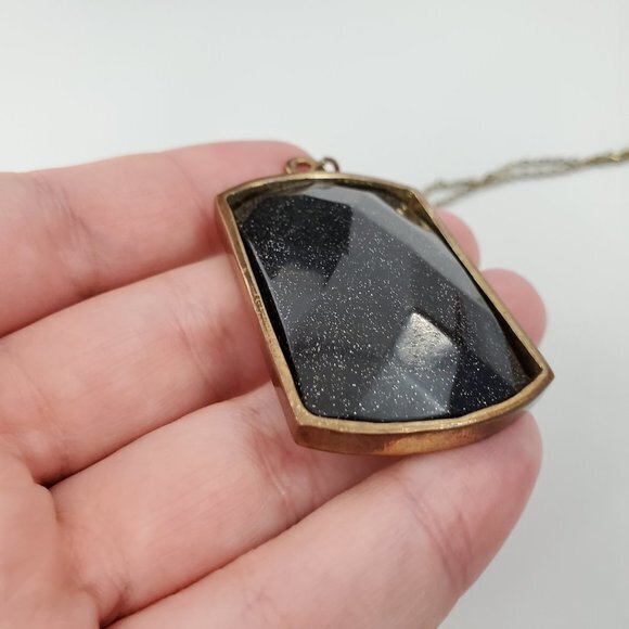 Pendant Black Necklace Sparkle Glitter Chain Facet - Picture 3 of 8